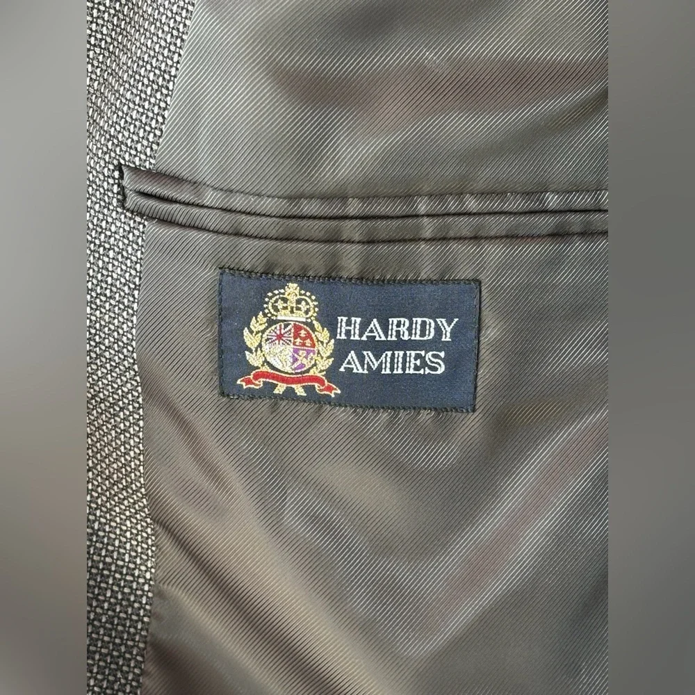 Hardy Amies Lana Seta Men's 44R Gray Glen Check Silk Wool Blend Sport Jacket